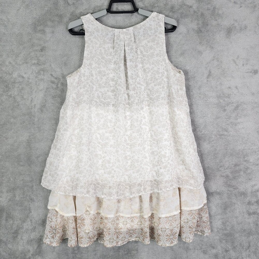 Women's  Beige & White Xhilaration Floral Dress Sleeveless Layered Size XS - Picture 8 of 11